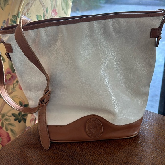Unisa white and tan leather crossbody bag with an adjustable strap - Picture 1 of 14